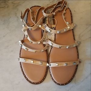 A New Day Women's Astrid Studded Strappy Sandals Natural Various Sizes